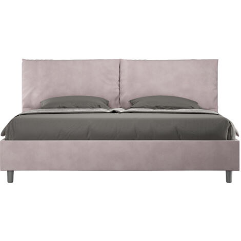 Letto Matrimoniale King Size 200x200 cm Senza Rete Imbottito in Microfibra Antea Large Glicine
