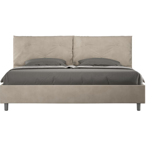 Letto Matrimoniale King Size 200x200 cm Senza Rete Imbottito in Microfibra Appia Large Sabbia