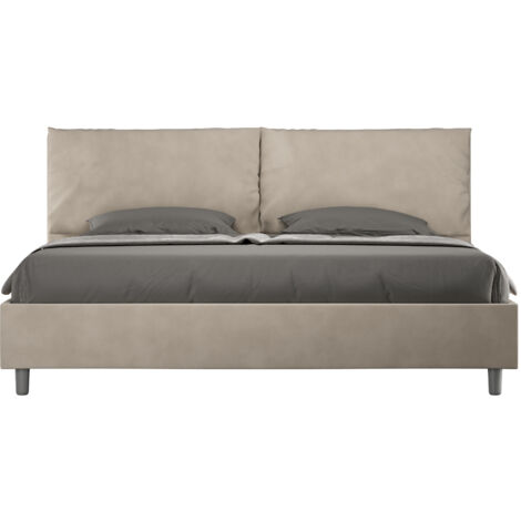 Letto Matrimoniale King Size 200x210 cm con Rete Imbottito in Microfibra Antea Large Sabbia