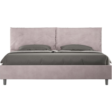 Letto Matrimoniale King Size 200x210 cm con Rete Imbottito in Microfibra Appia Large Glicine