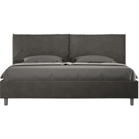 Letto Matrimoniale King Size 200x210 cm Senza Rete Imbottito in Microfibra Antea Large Grigio