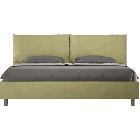 Letto Matrimoniale King Size 200x210 cm Senza Rete Imbottito in Microfibra Antea Large Tè Verde
