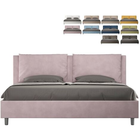 Letto Matrimoniale King size rivestito in Microfibra - APPIA - Tipologia Letto: Con Rete - Colore: Glicine - Dimensione Rete: 200x210