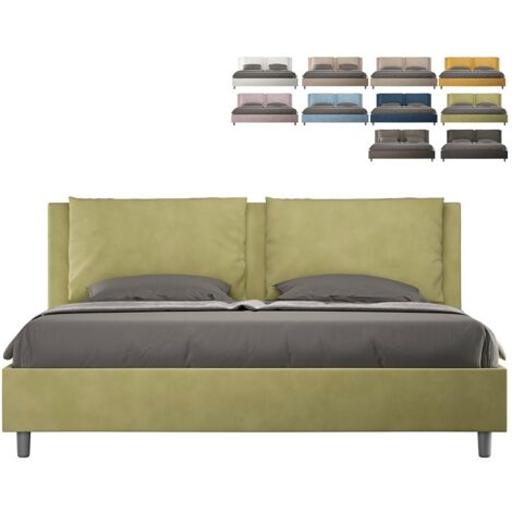 Letto Matrimoniale King size rivestito in Microfibra - APPIA - Tipologia Letto: Con Rete - Colore: Tè verde - Dimensione Rete: 200x200