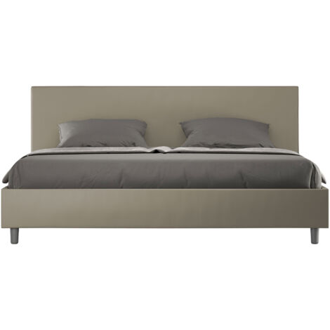 Letto Matrimoniale King size rivestito in Similpelle - ADELE - Colore: Cappuccino - Tipologia Letto: Con Rete e Contenitore - Dimensione Rete: 180x200