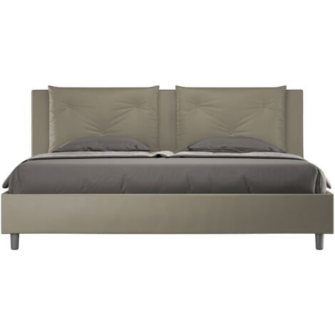 Letto Matrimoniale King size rivestito in Similpelle - APPIA - Tipologia Letto: Con Rete e Contenitore - Colore: Cappuccino - Dimensione Rete: 180x200