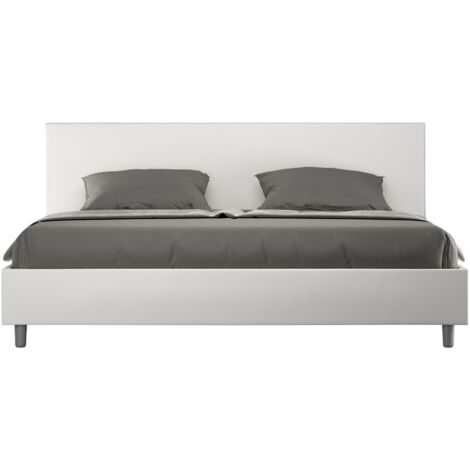 Letto Matrimoniale Large 180x200 cm con Rete e Contenitore Adele Bianco