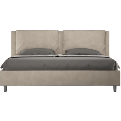 Letto Matrimoniale Large 180x200 cm con Rete e Contenitore Antea Sabbia