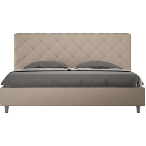 Letto Matrimoniale Large 180x200 cm con Rete e Contenitore Priya Tortora