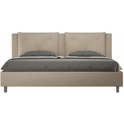 Letto matrimoniale contenitore King size, 180x200, blu petrolio e noce moro