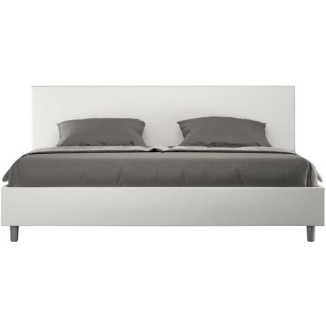 Letto Matrimoniale Large 180x210 cm con Rete e Contenitore Adele Bianco