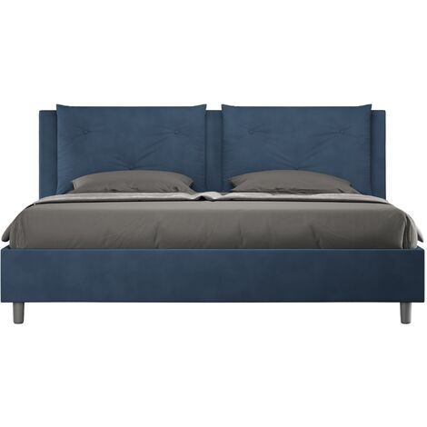 Letto Matrimoniale Large 180x210 cm con Rete e Contenitore Appia Blu