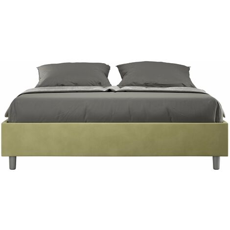 Letto Matrimoniale Large Sommier 180x200 cm con Rete e Contenitore Azelia Tè Verde