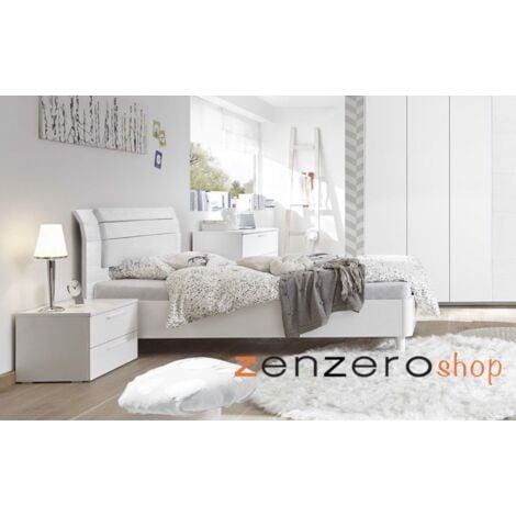 Letto matrimoniale contenitore legno bianco