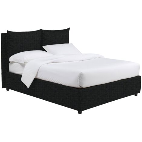Letto Matrimoniale Liskeard, Sfoderabile, Contenitore Made in Italy, Grigio Scuro