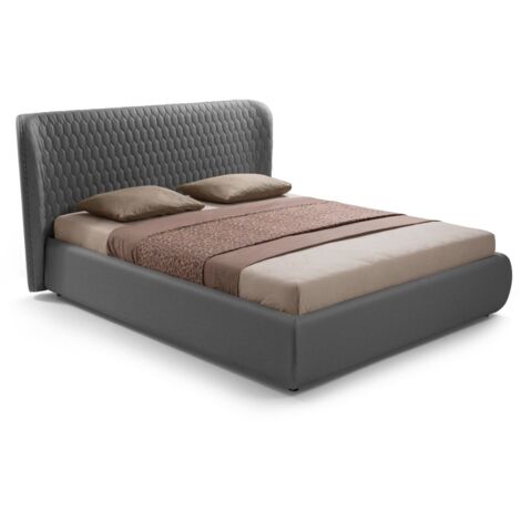 Letto matrimoniale Maia colore Grigio con rete contenitore