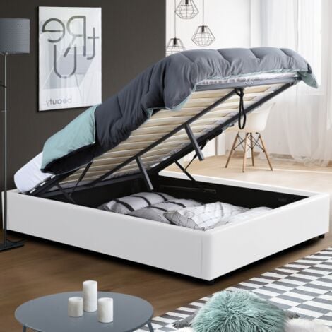 Letto matrimoniale MIAMI con base 160 x 200 CM PVC bianco
