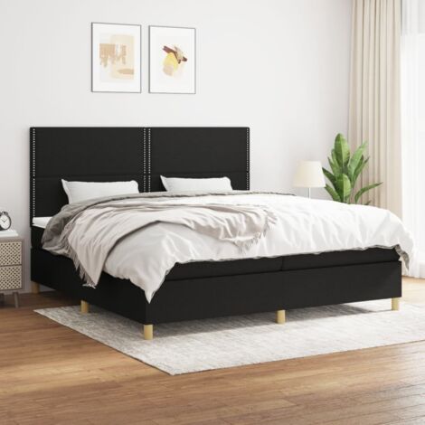 Letto matrimoniale Moderno  Giroletto a Molle con Materasso  Nero 200x200 cm in Tessuto ITD82714