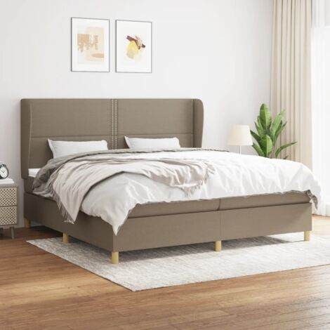 Letto matrimoniale Moderno  Giroletto a Molle con Materasso  Tortora 200x200 cm in Tessuto ITD14798