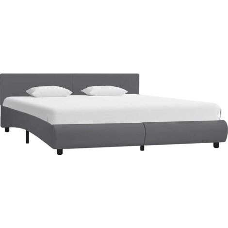 Letto Matrimoniale Moderno ,Giroletto Grigio con LED in Similpelle 180x200 cm ITD67776