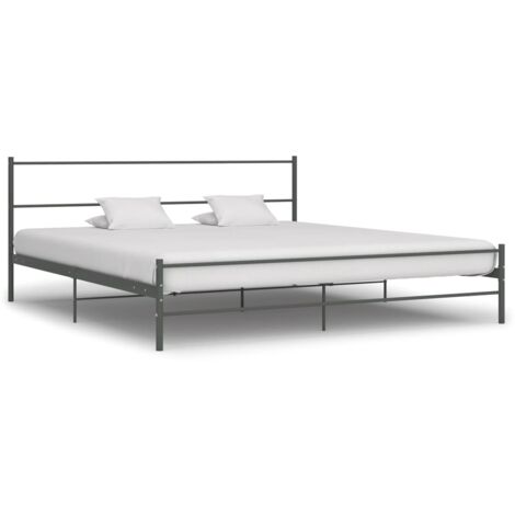 Letto Matrimoniale Moderno ,Giroletto Grigio in Metallo 180x200 cm ITD44124