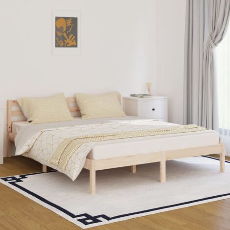 Letto Matrimoniale Moderno ,Giroletto in Legno Massello di Pino 160x200 cm ITD79430