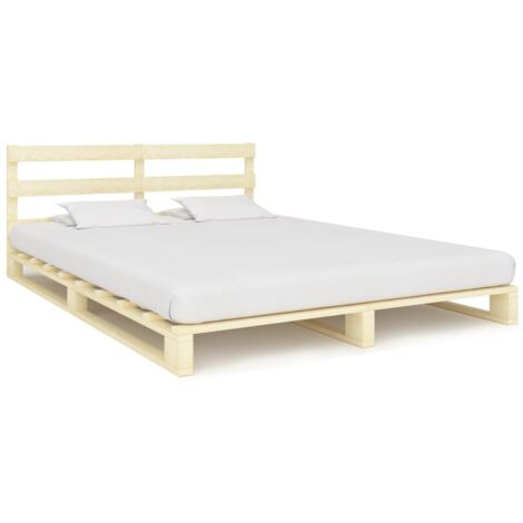 Letto Matrimoniale Moderno ,Giroletto in Pallet di Legno Massello di Pino 160x200 cm ITD50246