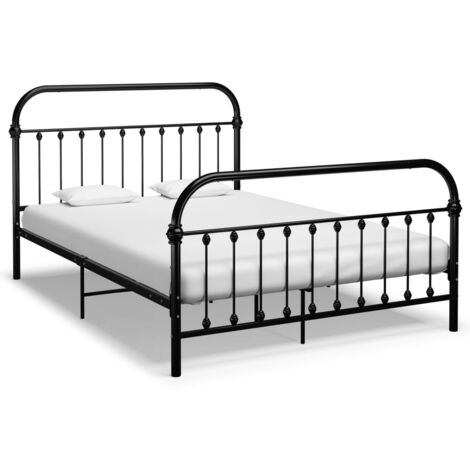 Letto Matrimoniale Moderno ,Giroletto Nero in Metallo 160x200 cm ITD80463