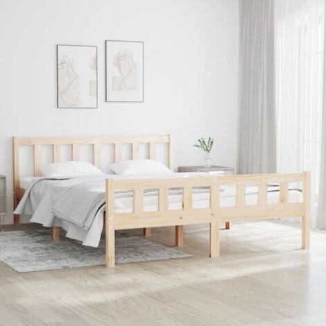 Letto Matrimoniale Moderno Struttura Letto Giroletto in Legno Massello  120x190 cm 4FT Small Double ITD21476