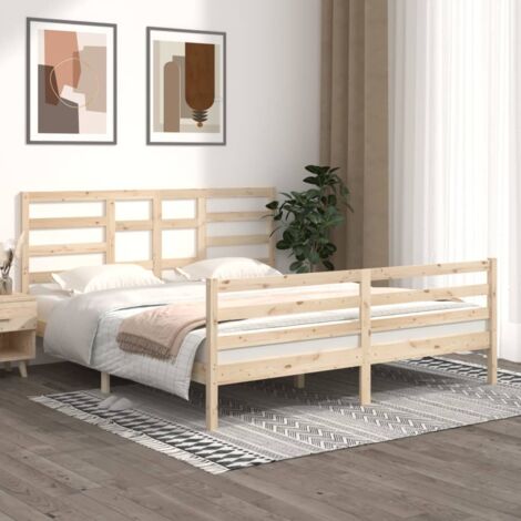 Letto Matrimoniale Moderno Struttura Letto Giroletto in Legno Massello  180x200 cm 6FT Super King ITD94453