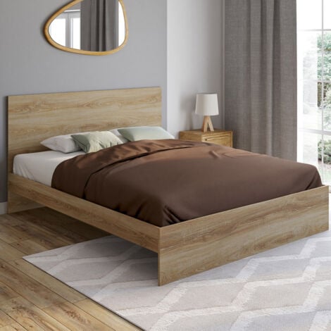 Letto matrimoniale OMAHA con testiera e base 160 x 200 cm in faggio
