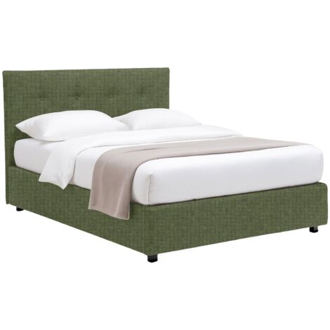 Letto Matrimoniale Oxford, Sfoderabile, Contenitore Made in Italy, Verde