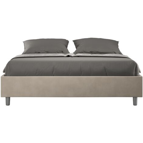 Letto Matrimoniale rivestito in Microfibra - AZELIA - Dimensione Rete: 160x190 - Colore: Sabbia - Tipologia Letto: Con Rete e Contenitore