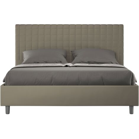 Letto Matrimoniale rivestito in Similpelle - SUNNY - Tipologia Letto: Con Rete e Contenitore - Colore: Cappuccino - Dimensione Rete: 160x190