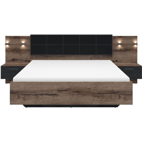 Letto matrimoniale Romane marrone e nero 160x200cm