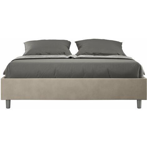 Letto Matrimoniale Sommier 160x190 cm con Rete e Contenitore Azelia Sabbia
