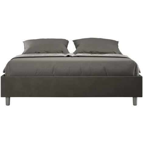 Letto Matrimoniale Sommier 160x200 cm con Rete e Contenitore Azelia Grigio