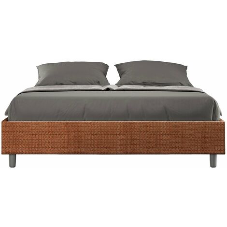 Letto Matrimoniale Sommier 160x200 cm con Rete e Contenitore Azelia Labirinto 04 Arancione