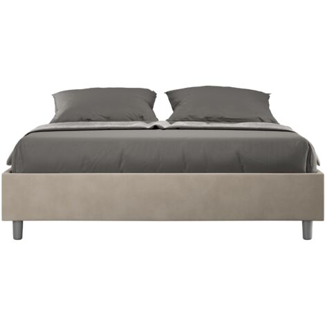 Letto Matrimoniale Sommier 160x210 cm con Rete e Contenitore Azelia Sabbia