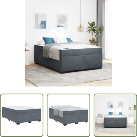 Letto matrimoniale -  Struttura del letto Grigio scuro 140 x 200 cm Tessuto