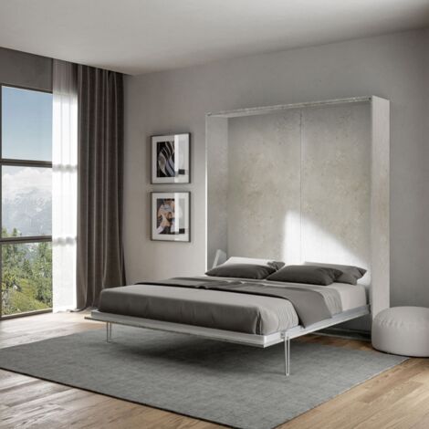 Letto matrimoniale THERES a scomparsa verticale Grigio 174x39xh210 cm