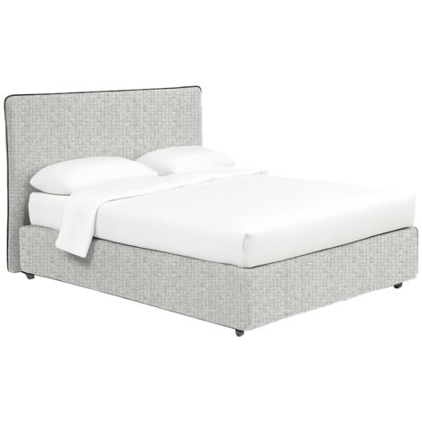Letto Matrimoniale Tipton, Sfoderabile, Contenitore Made in Italy, Grigio Chiaro