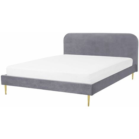 Letto matrimoniale velluto grigio piedi oro minimalista 160 x 200 cm Flayat