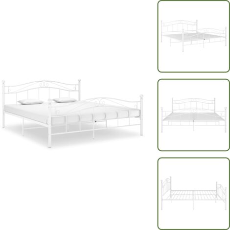 Letto matrimoniale - vidaXL Giroletto Bianco in Metallo 140x200 cm - Letto in metallo verniciato
