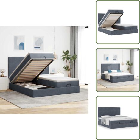 Letto matrimoniale - vidaXL Struttura Letto Pouf con Materassi 160x200 cm in Velluto - Coprimaterasso