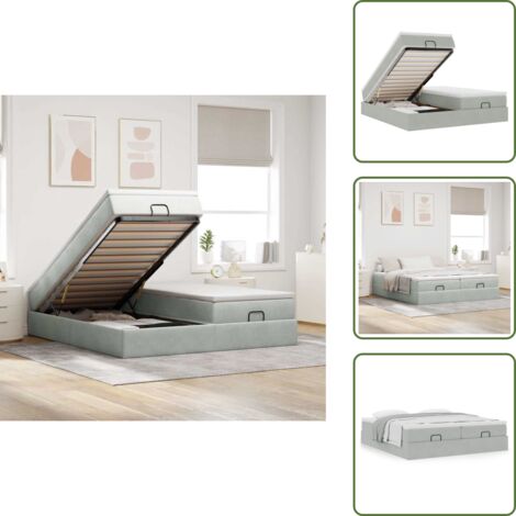 Letto matrimoniale - vidaXL Struttura Letto Pouf con Materassi 160x200 cm in Velluto - Materasso morbido