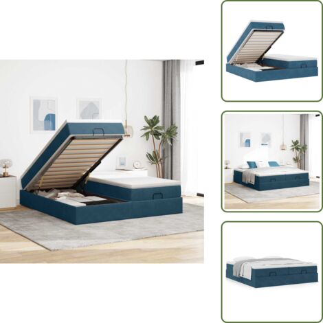 Letto matrimoniale - vidaXL Struttura Letto Pouf con Materassi 160x200 cm Velluto - Materasso morbido
