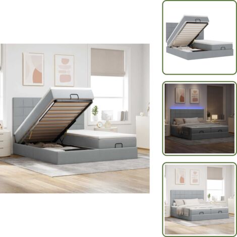 Letto matrimoniale - vidaXL Struttura Letto Pouf con Materassi 180x200 cm in Tessuto - Coprimaterasso