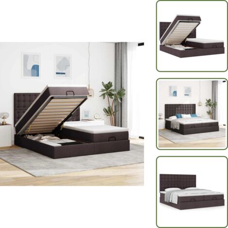 Letto matrimoniale - vidaXL Struttura Letto Pouf con Materassi 180x200 cm in Tessuto - Coprimaterasso