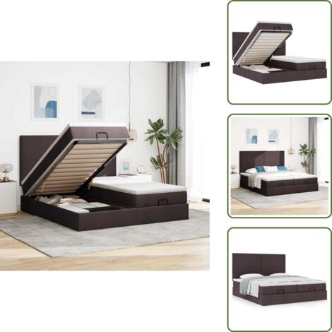 Letto matrimoniale - vidaXL Struttura Letto Pouf con Materassi 180x200 cm in Tessuto - Coprimaterasso